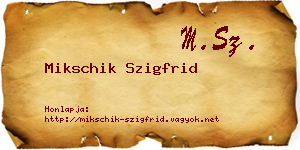 Mikschik Szigfrid névjegykártya